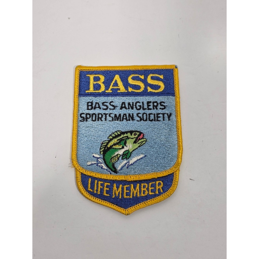 BASS Patch Anglers Sportsman Society Life Member OS Blue Yellow Vintage 80s Vibe